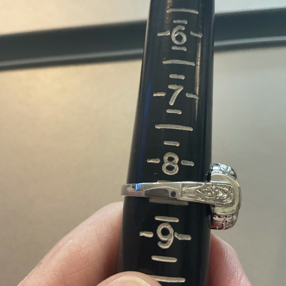 Silver Simulated Amethyst Statement Ring - Size 8… - image 4